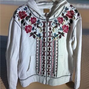 DRIFTWOOD Women's Teddy Hoodie Size XL Full Zip Embroidered GORGEOUS EUC 46x23”